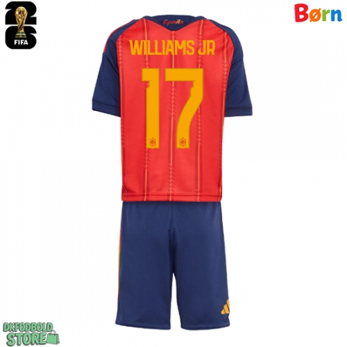 Spanien Nico Williams #17 Replika Babytøj Hjemmebanesæt Børn VM 2026 Kortærmet (+ Korte bukser)